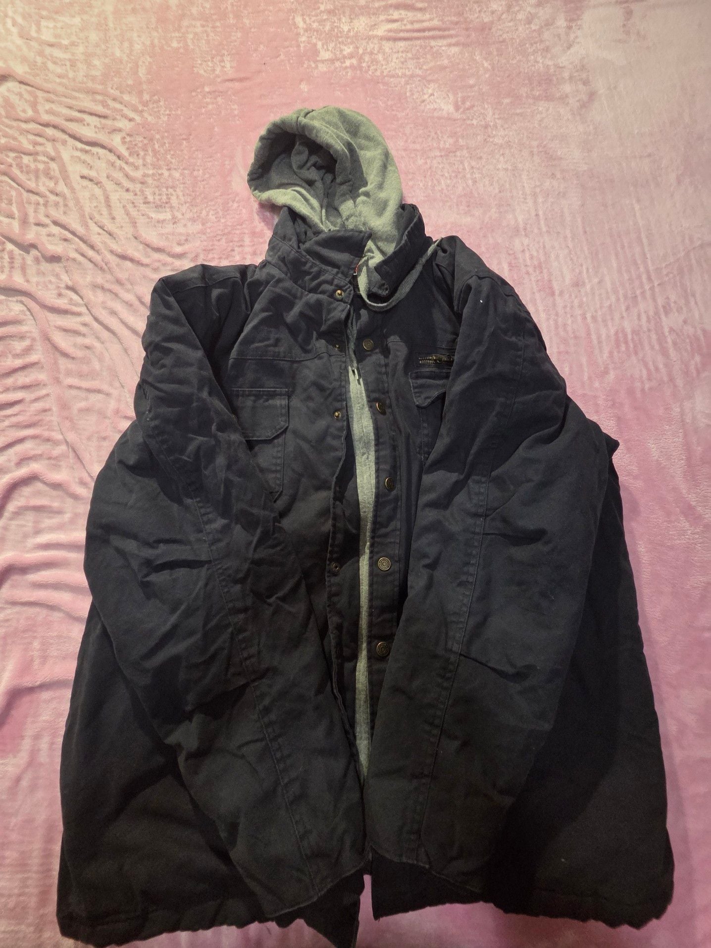 Wrangler Workwear Men's Navy Blue Utility Field Jacket with Removable Hood 2
