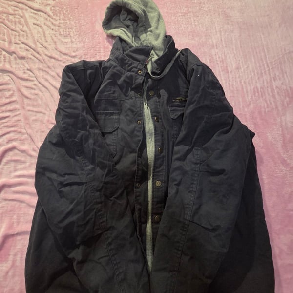 Wrangler Workwear Men's Navy Blue Utility Field Jacket with Removable Hood