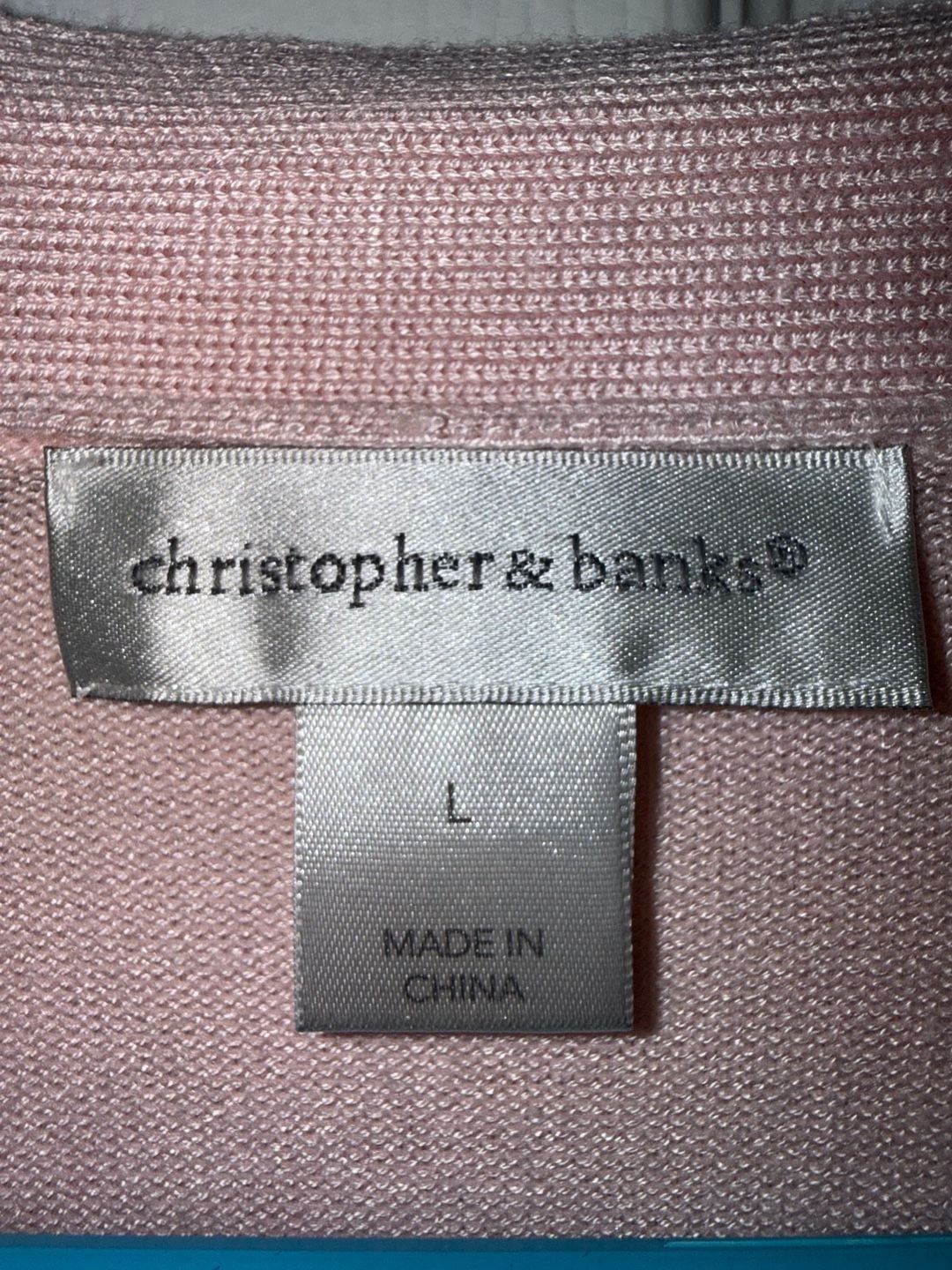 Christopher & Banks Pink Ribbed Open-Front Cardigan Sweater with Pockets 3