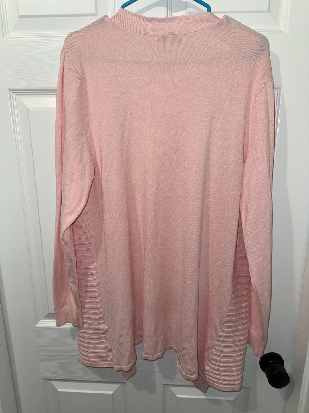 Christopher & Banks Pink Ribbed Open-Front Cardigan Sweater with Pockets 4