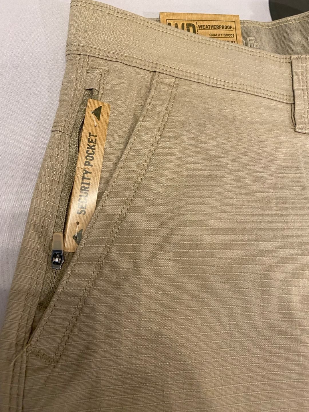 Weatherproof Men's Utility Stretch Ripstop Shorts with Security Pocket Khaki 4