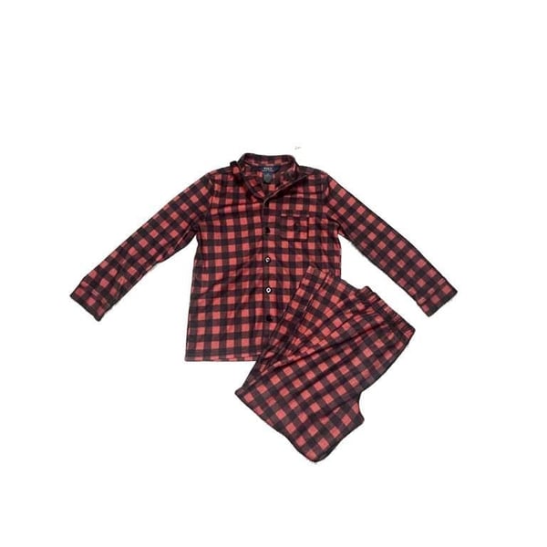 Polo Ralph Lauren Red and Black Buffalo Check Flannel Pajama Set 10-12 Years M