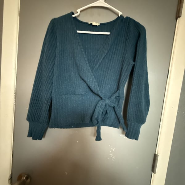 Parallel Skies Women's Ribbed Knit Wrap Tie-Front Long Sleeve Sweater
