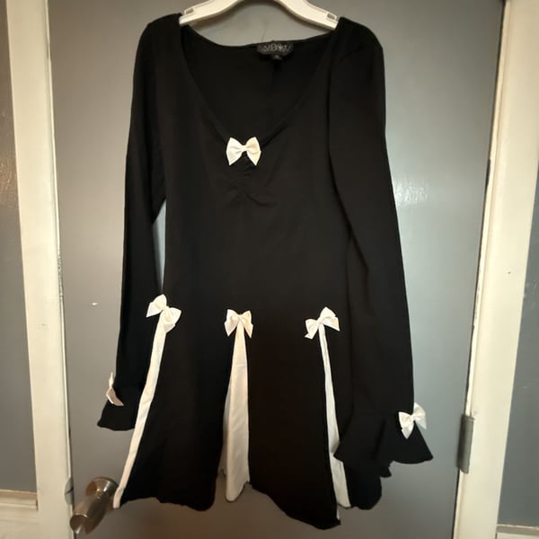 Widow Curious Elegance Mini Bow Skater Dress