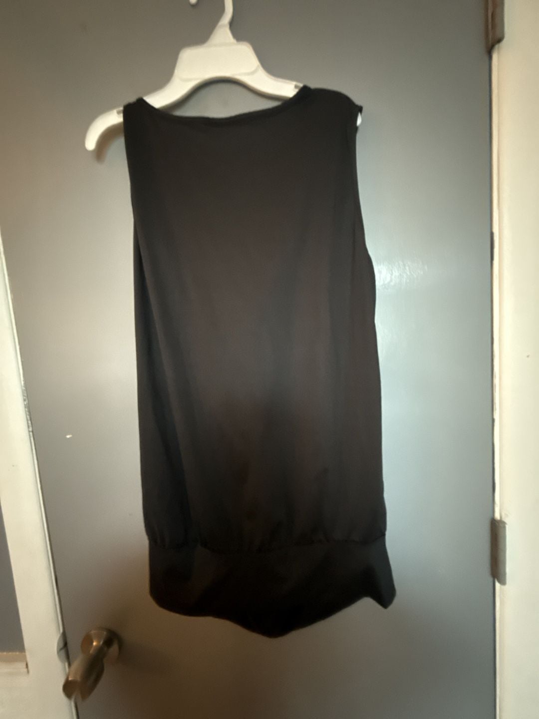 Black Draped Cowl Neck Sleeveless Tank Top with Decorative Side Buckle Detail 3