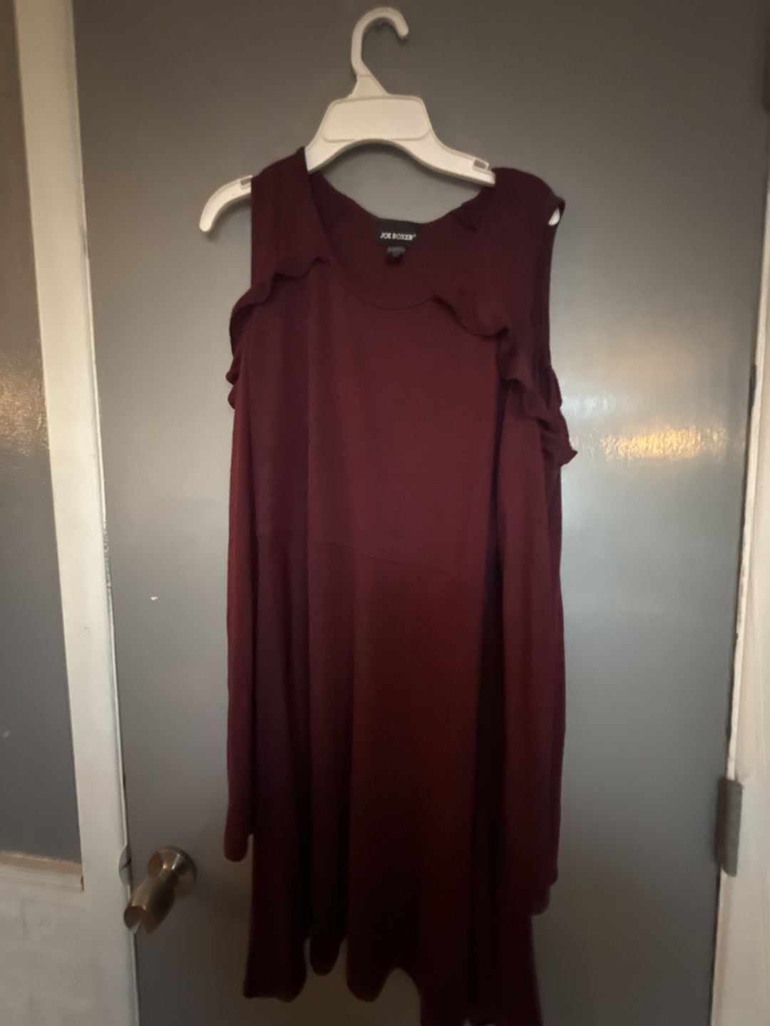 Joe Boxer Women's Cold Shoulder Ruffled Long Sleeve Dress 2