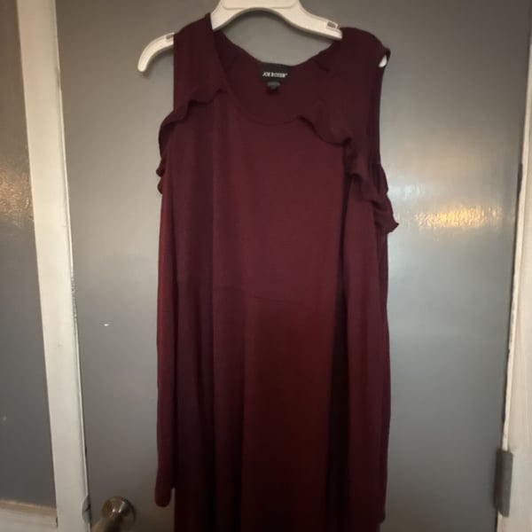 Joe Boxer Women's Cold Shoulder Ruffled Long Sleeve Dress