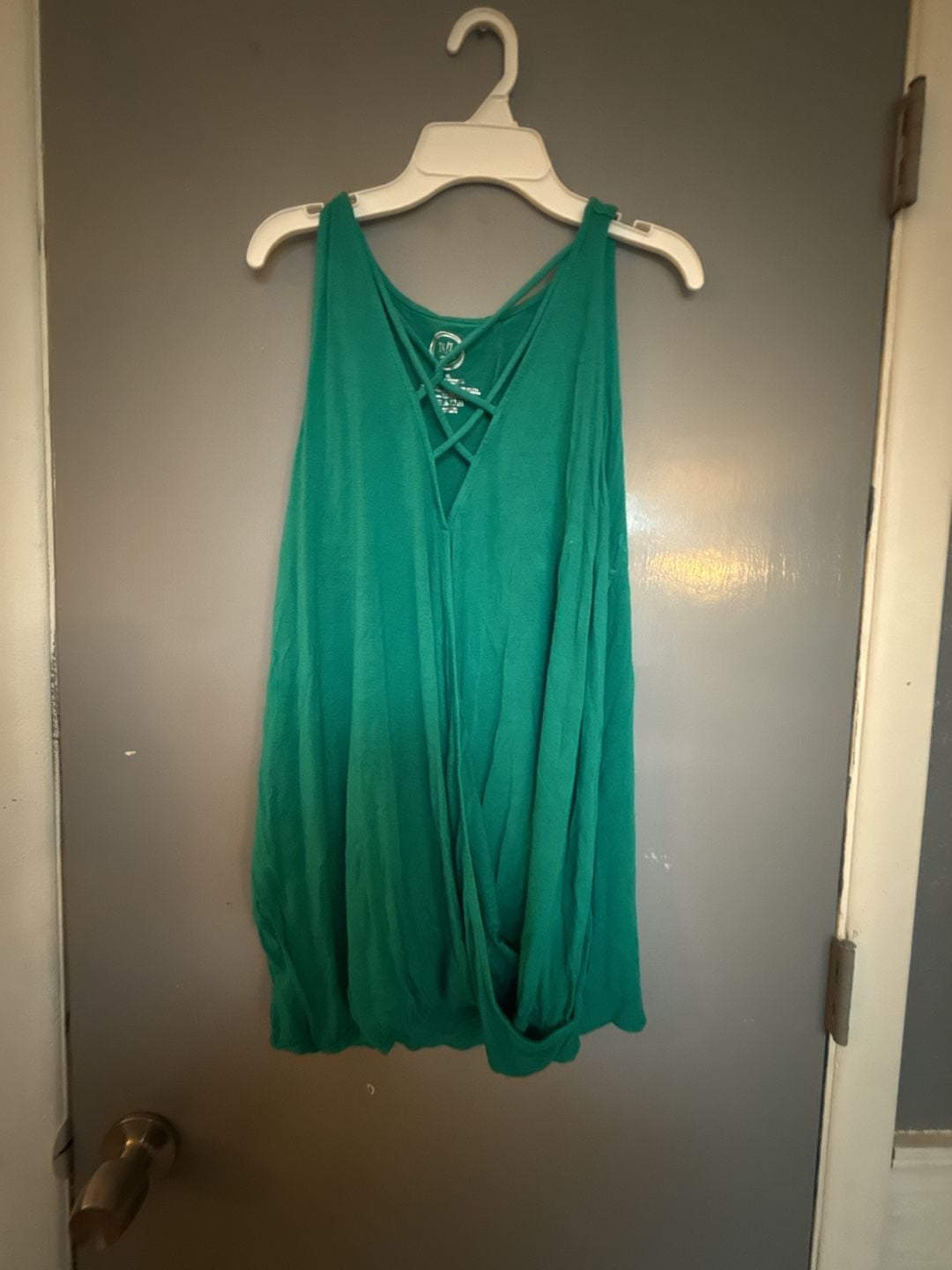 Maurices 24/7 Green Sleeveless Crisscross Front Tunic Tank Top 2