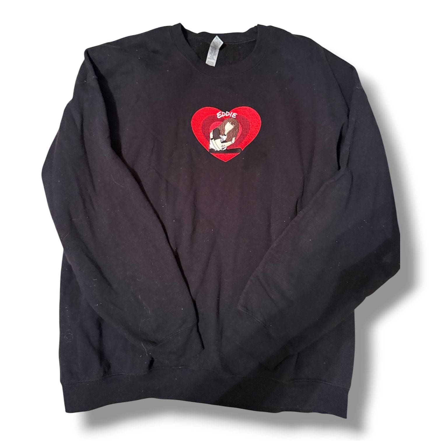 Stranger Things Eddie Embroidered Heart Graphic Crewneck Sweatshirt 2