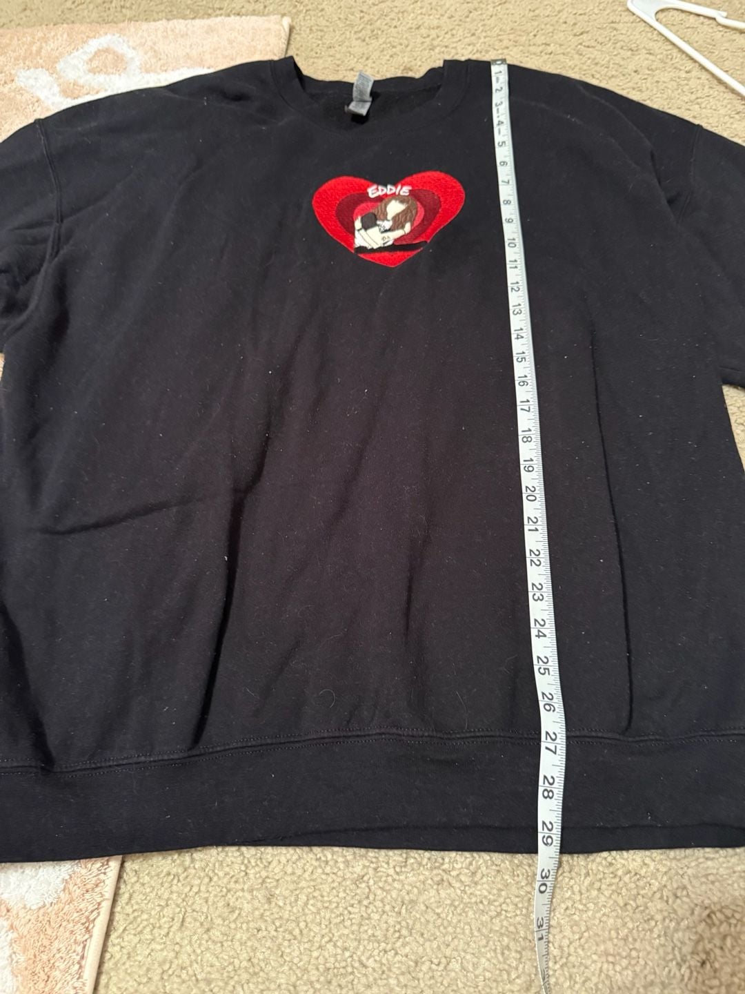 Stranger Things Eddie Embroidered Heart Graphic Crewneck Sweatshirt 3