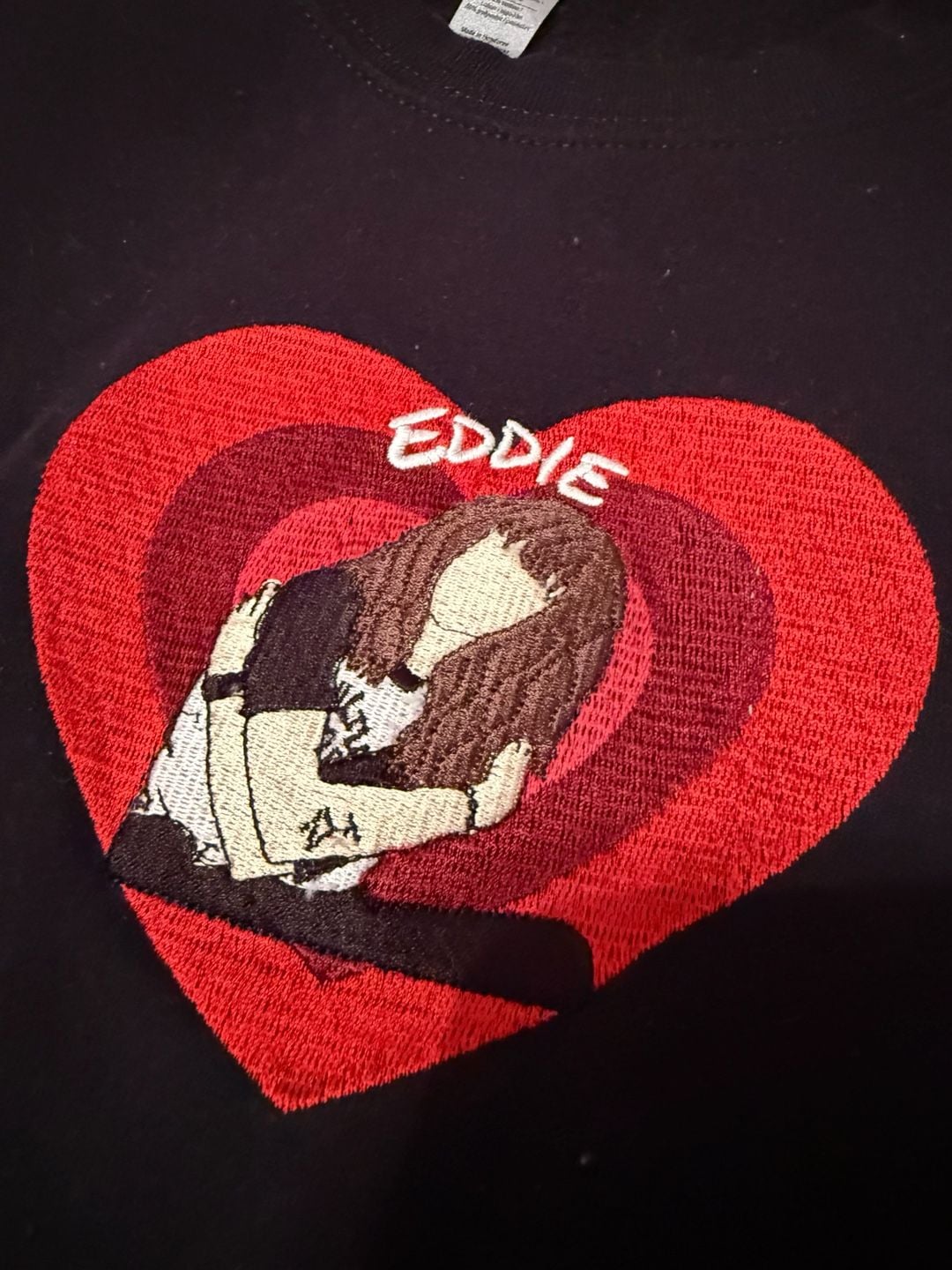 Stranger Things Eddie Embroidered Heart Graphic Crewneck Sweatshirt 8