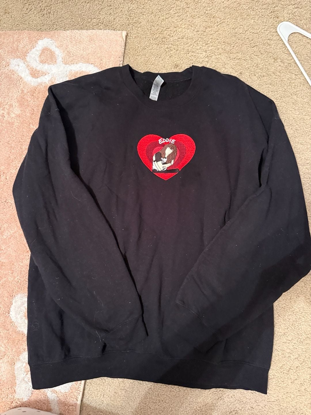Stranger Things Eddie Embroidered Heart Graphic Crewneck Sweatshirt 9