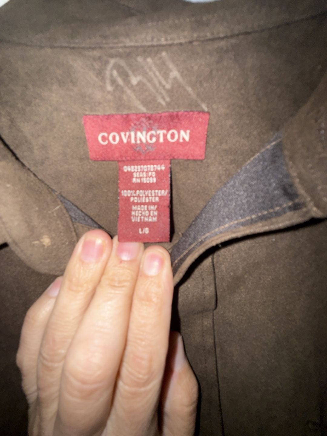 Covington Men's Brown Long Sleeve Faux Suede Button-Up Shirt 3