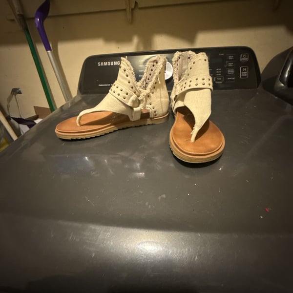 Very G Journey Studded Fringe Thong Back Zip Sandals