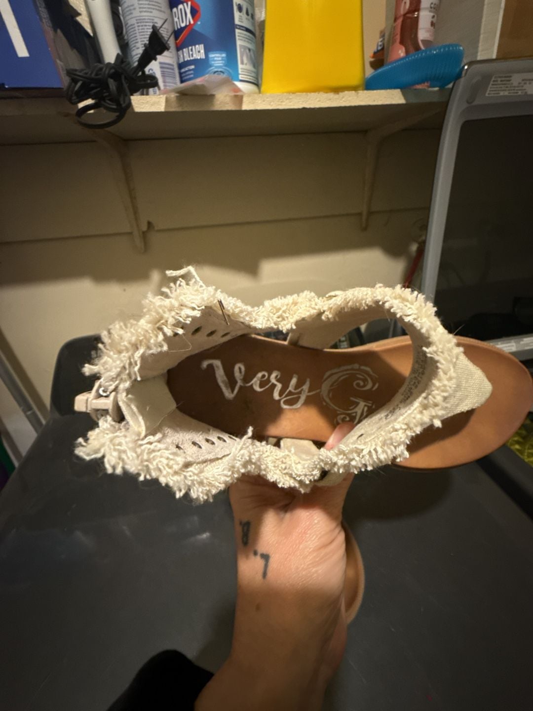 Very G Journey Studded Fringe Thong Back Zip Sandals 3