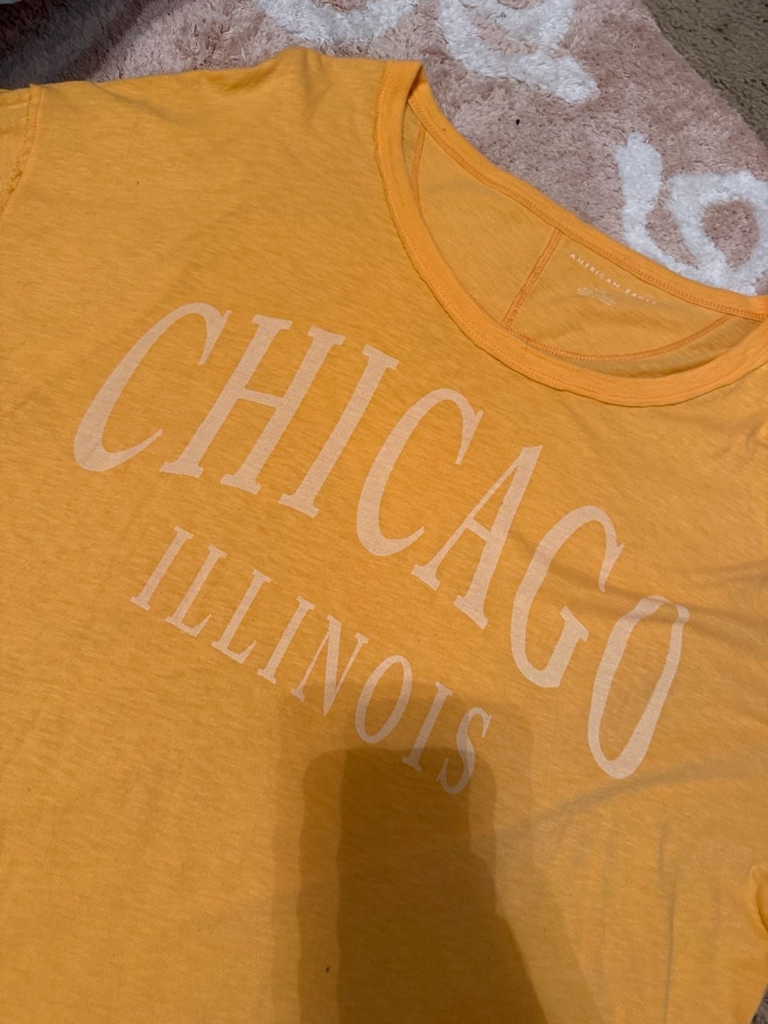 American Eagle Chicago Illinois Orange Graphic T-Shirt 7