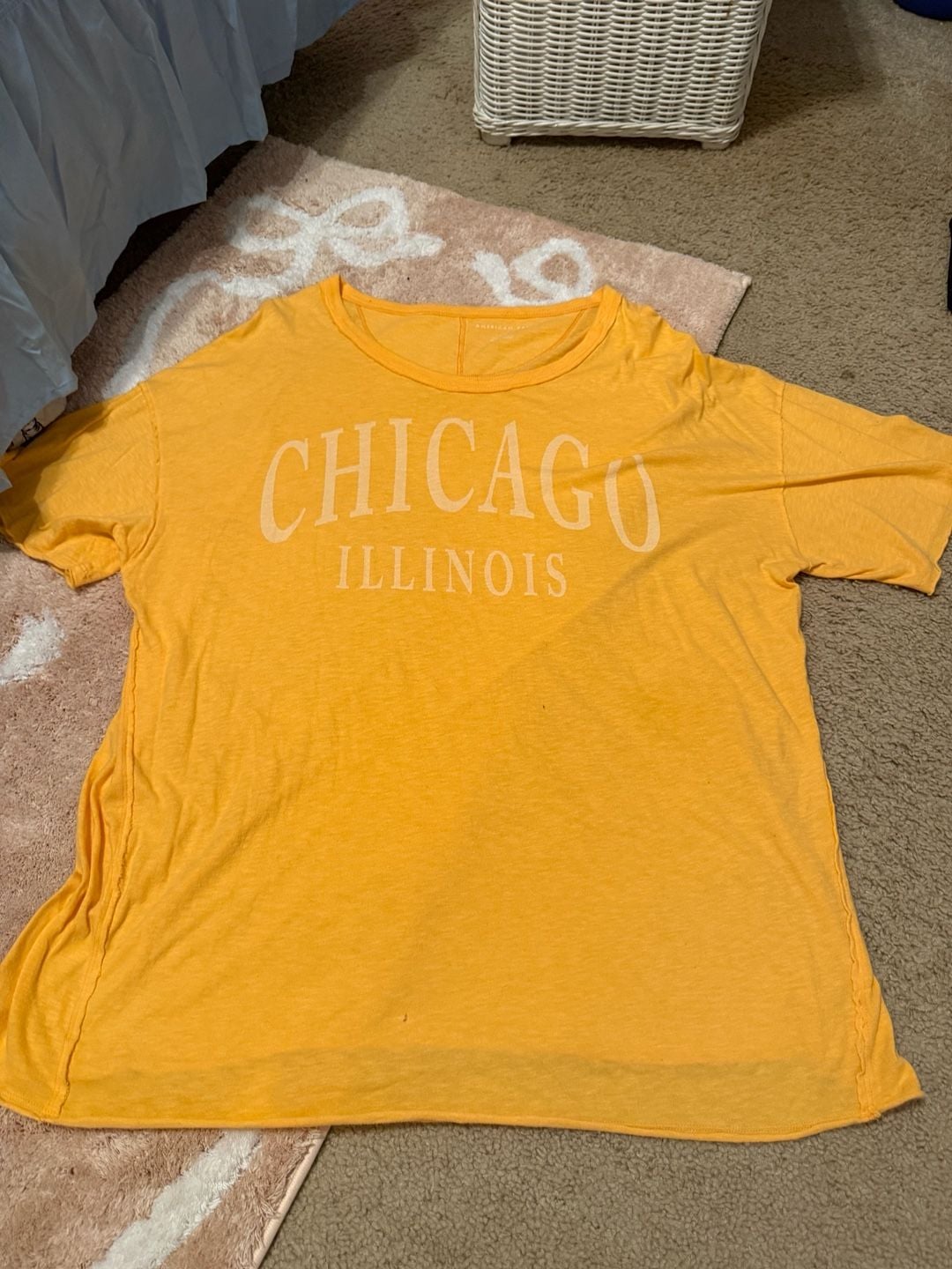 American Eagle Chicago Illinois Orange Graphic T-Shirt 8