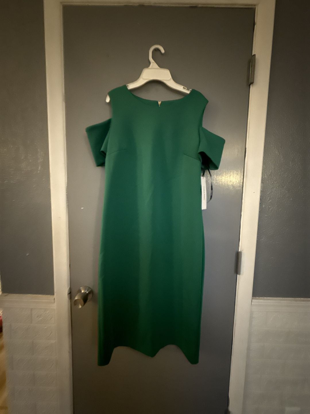 Calvin Klein Green Cold-Shoulder Sheath Dress Size 12 2