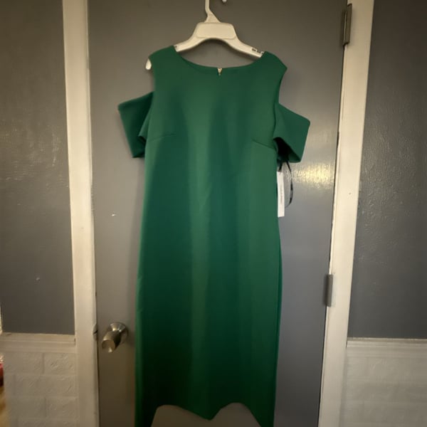 Calvin Klein Green Cold-Shoulder Sheath Dress Size 12