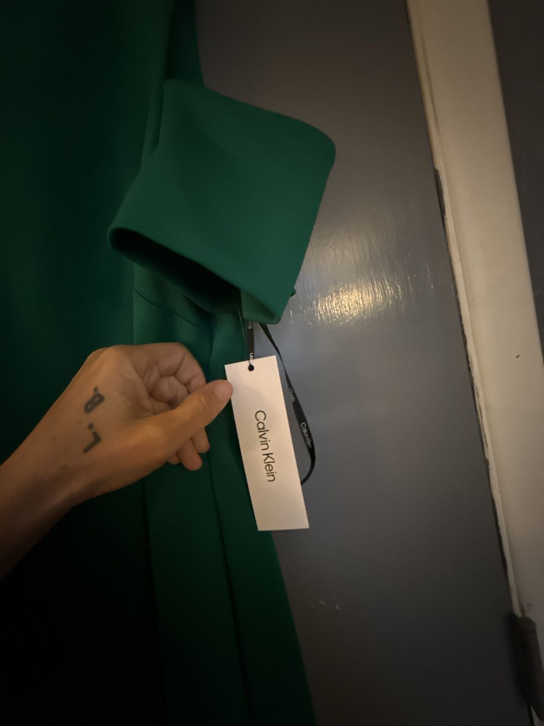 Calvin Klein Green Cold-Shoulder Sheath Dress Size 12 5