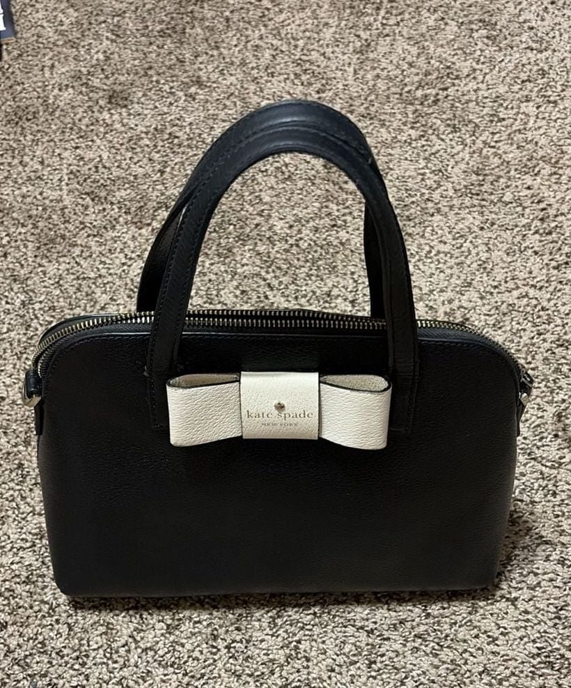 Kate Spade New York Matthews Street Maise Dome Satchel Black w/White Bow 2