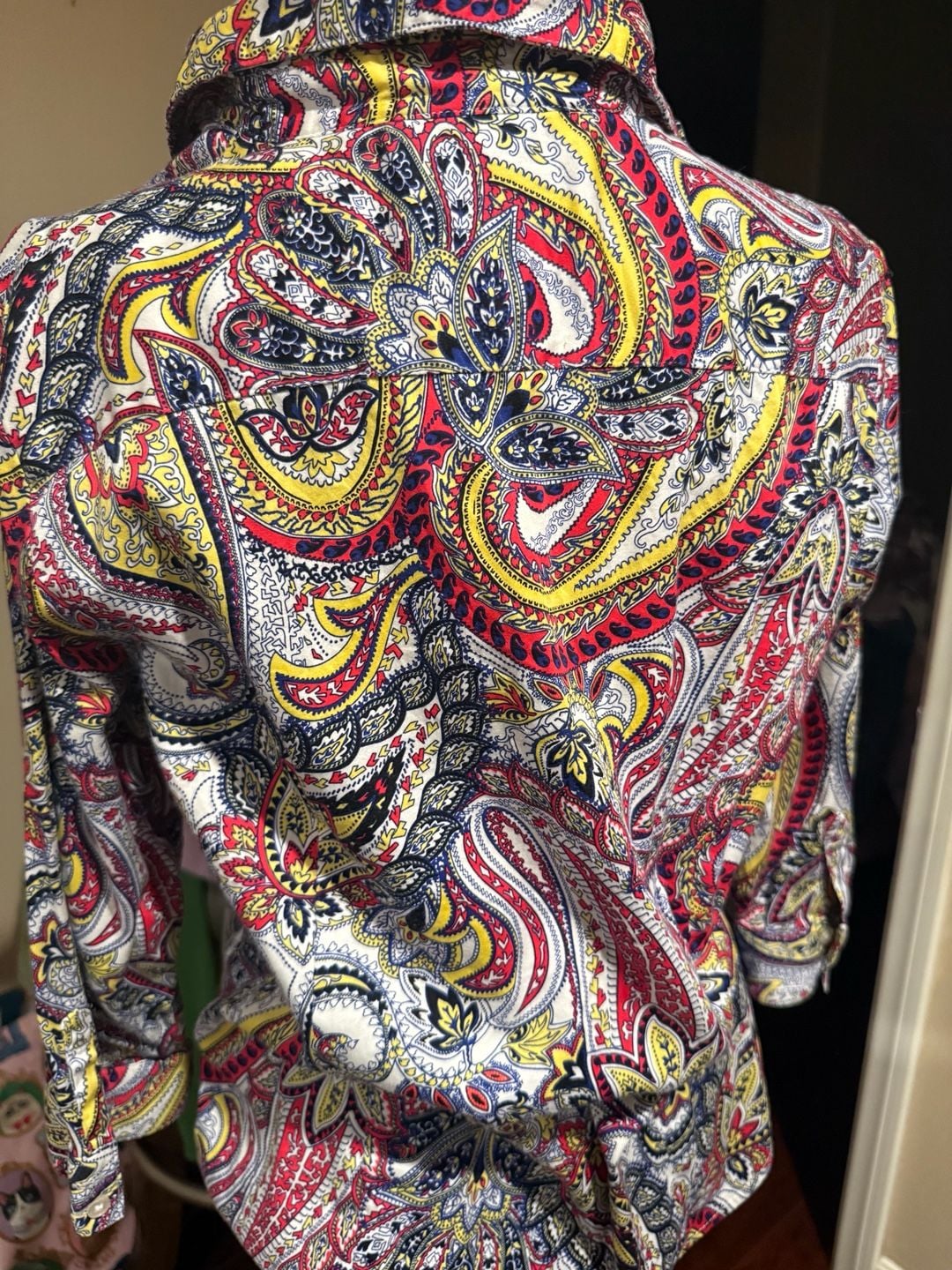 Dana Buchman Women's Paisley Print Button-Down Collared Shirt Sz.L 8