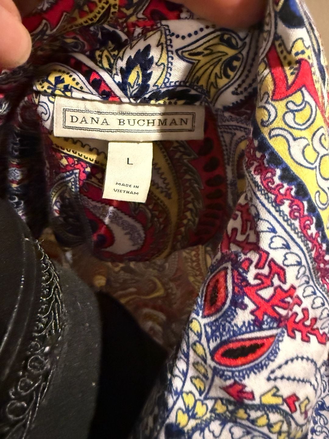 Dana Buchman Women's Paisley Print Button-Down Collared Shirt Sz.L 9