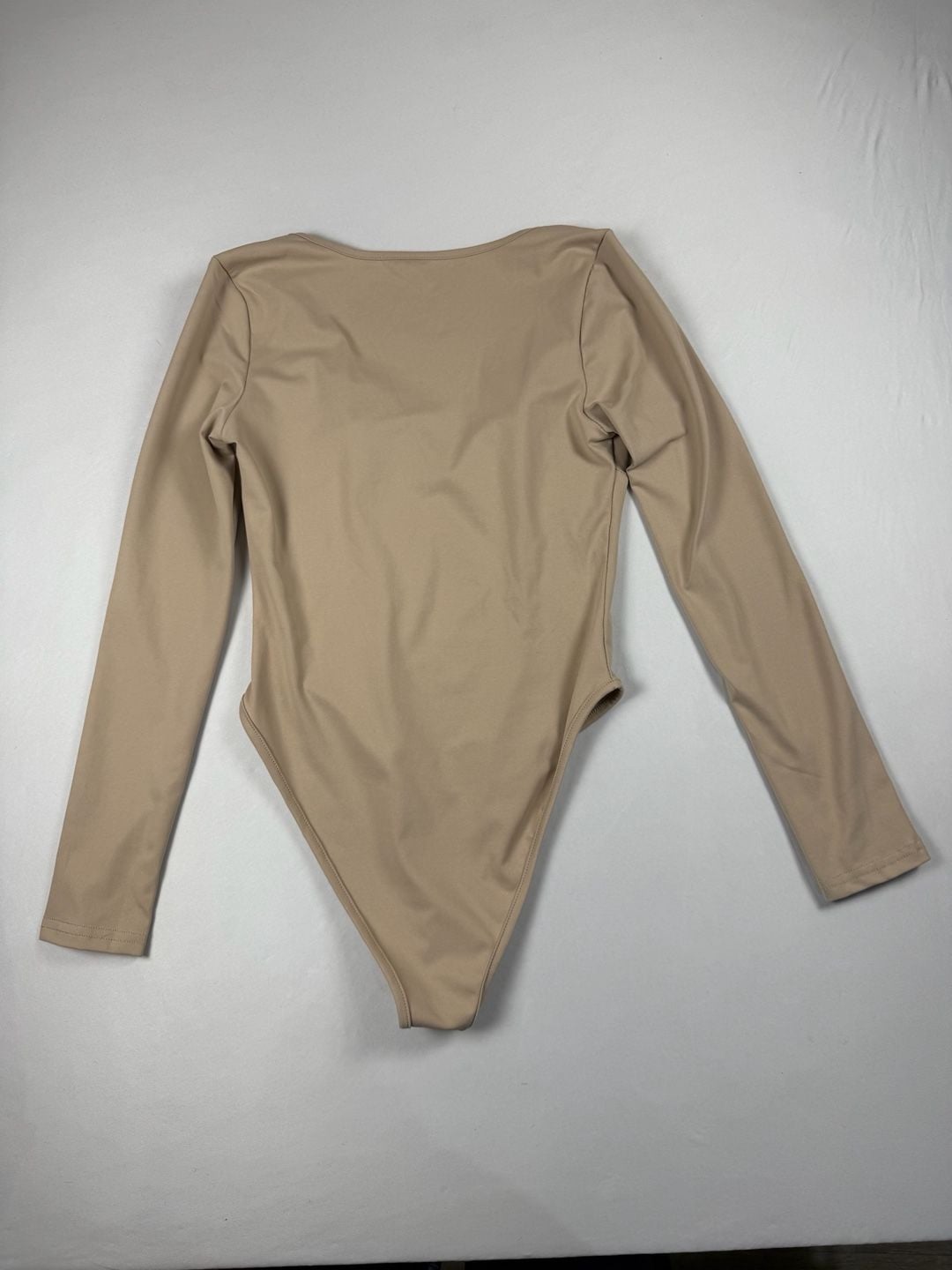 Nude Deep V Long Sleeve Bodysuit | Sculpting Stretch Bodysuit | Size Medium 4