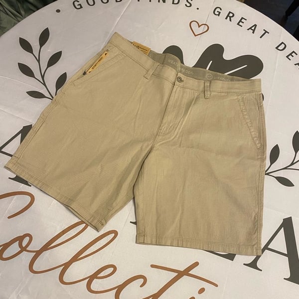 Weatherproof Men's Utility Stretch Ripstop Shorts with Security Pocket Khaki