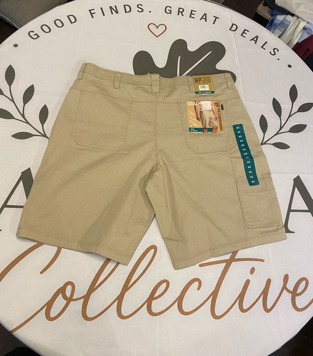 Weatherproof Men's Utility Stretch Ripstop Shorts with Security Pocket Khaki 3