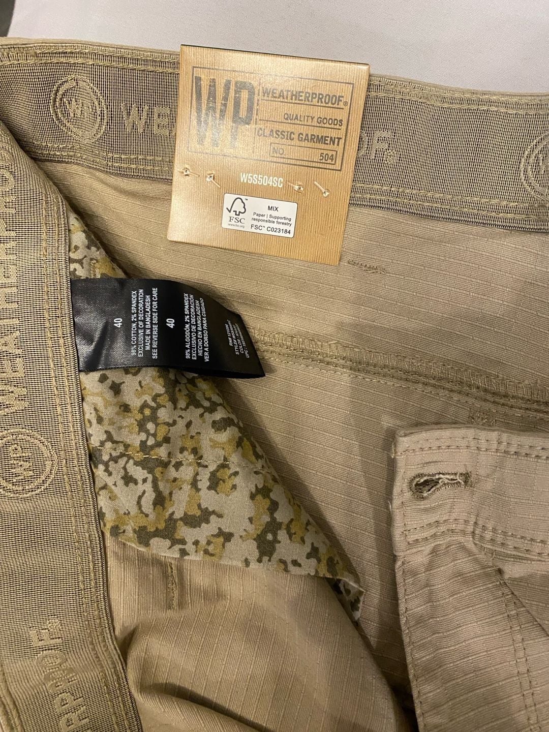 Weatherproof Men's Utility Stretch Ripstop Shorts with Security Pocket Khaki 6