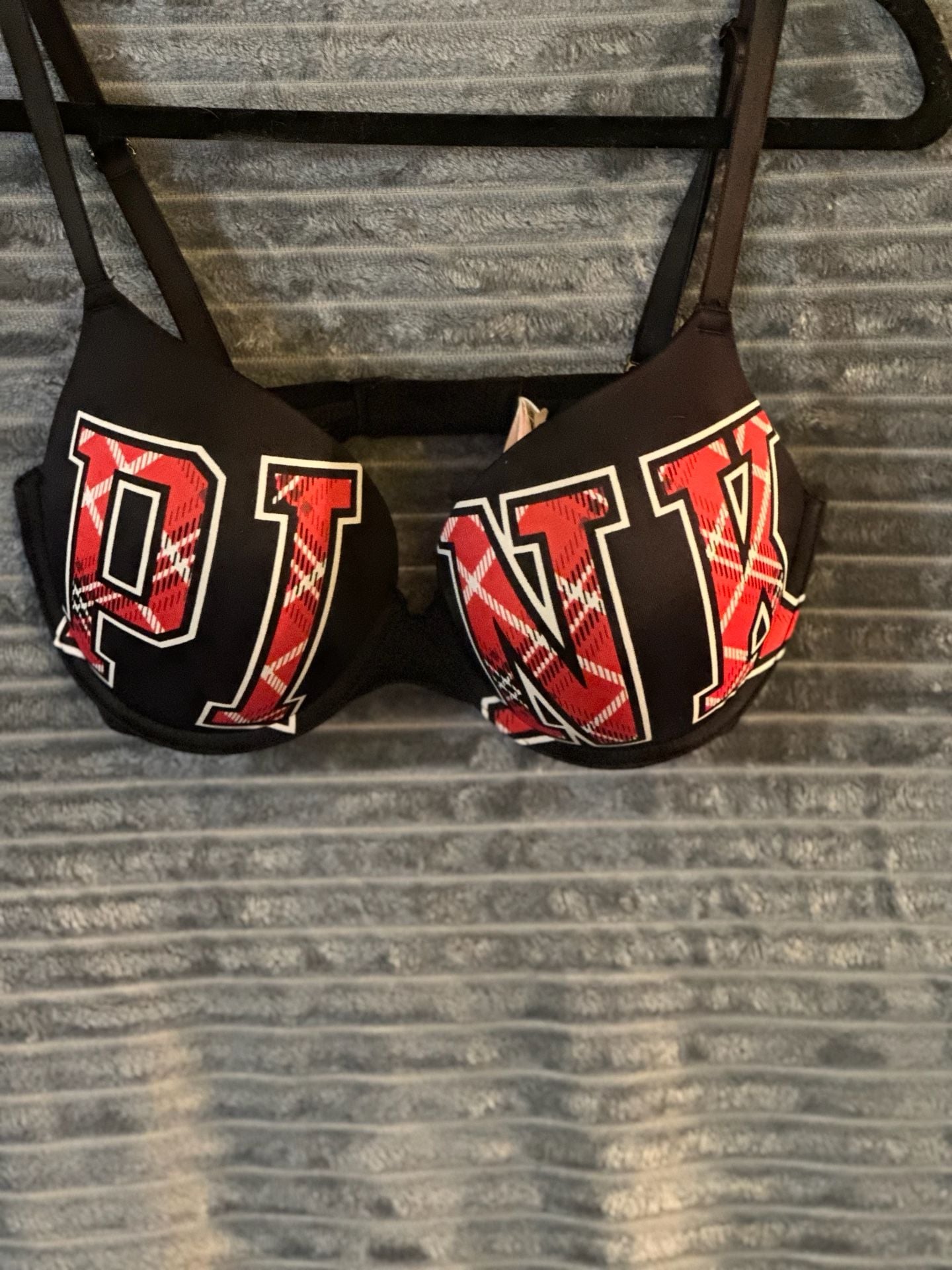Victoria's Secret PINK Wear Everywhere Plaid Logo Push-Up Bra 34D 1