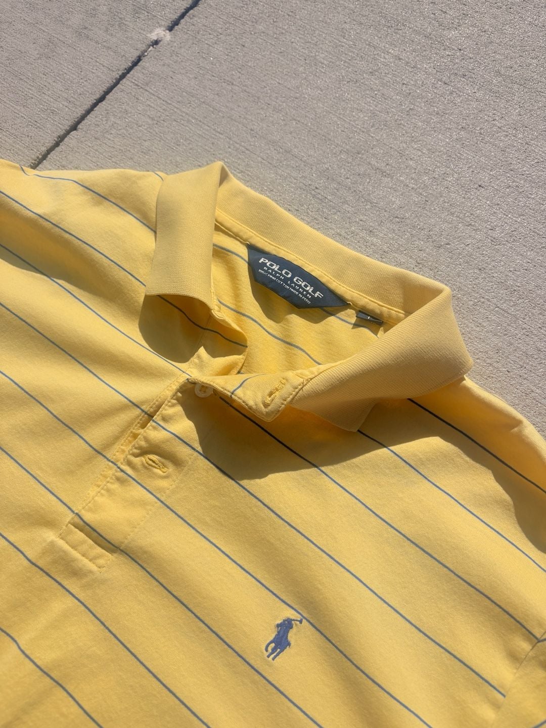 Polo Golf Ralph Lauren Men's Yellow and Blue Striped Short Sleeve Polo Shirt 4