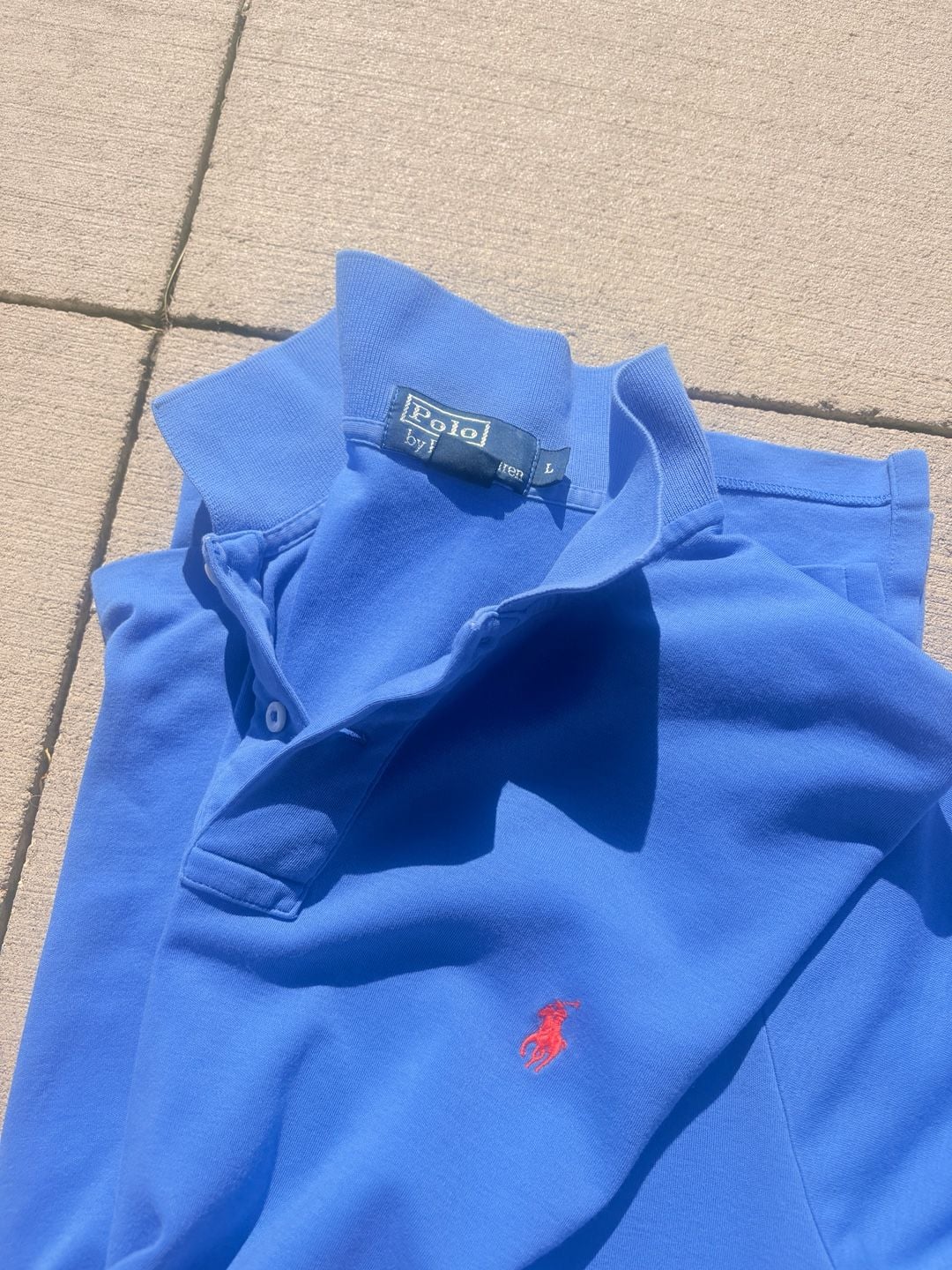 Polo Ralph Lauren Men's Classic Fit Short Sleeve Pique Polo Shirt Blue with Red Logo 4