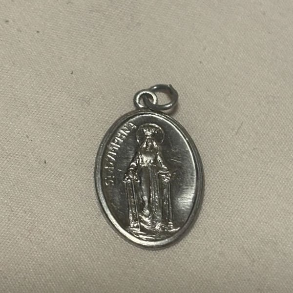 Vintage St. Dymphna Religious Catholic Pendant Medal Made In Italy