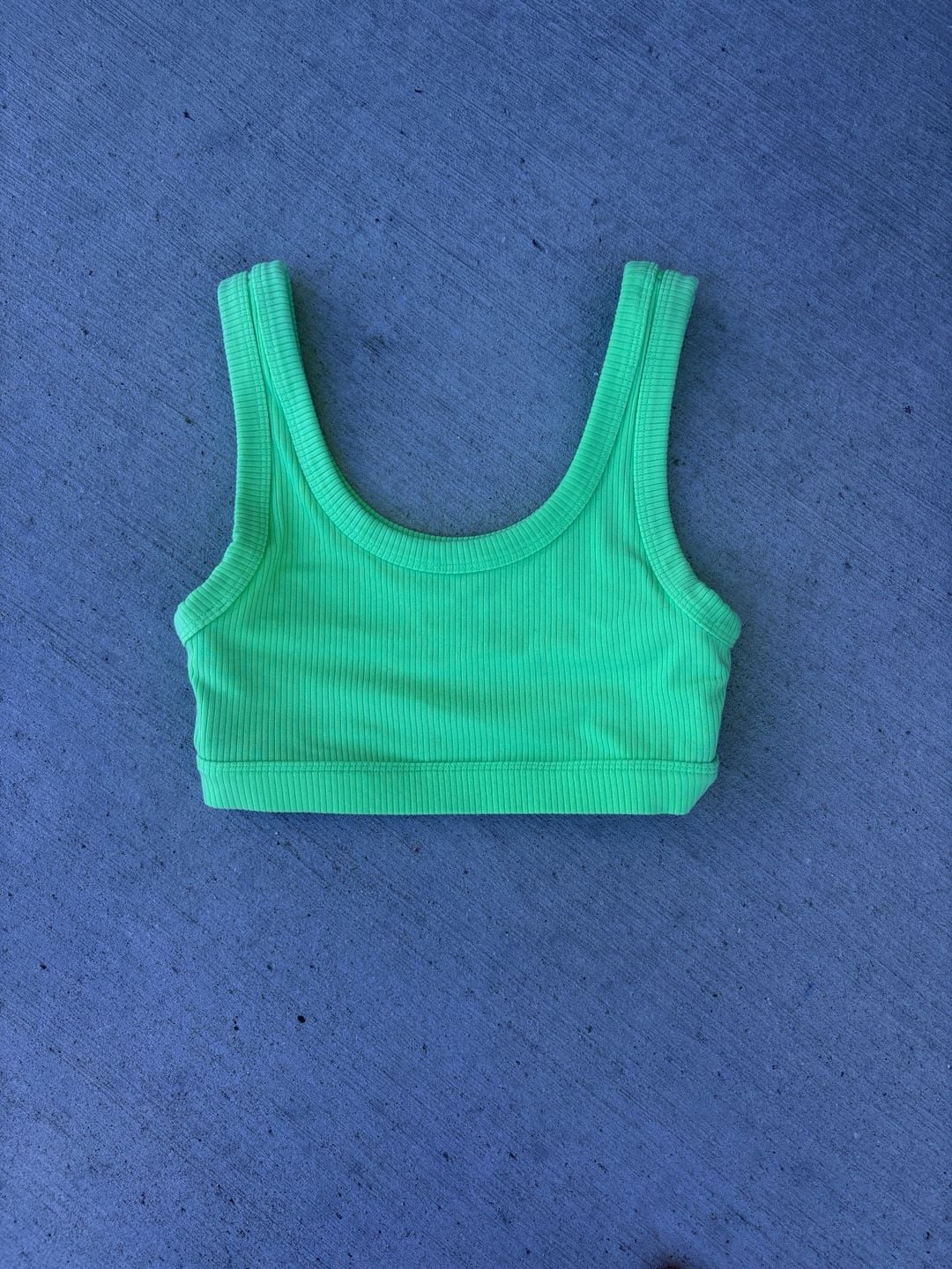 Alo Yoga Ribbed Seamless Bra Top in Neon Green 2