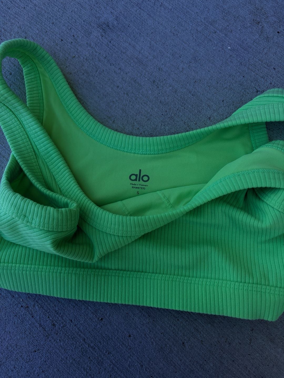 Alo Yoga Ribbed Seamless Bra Top in Neon Green 3