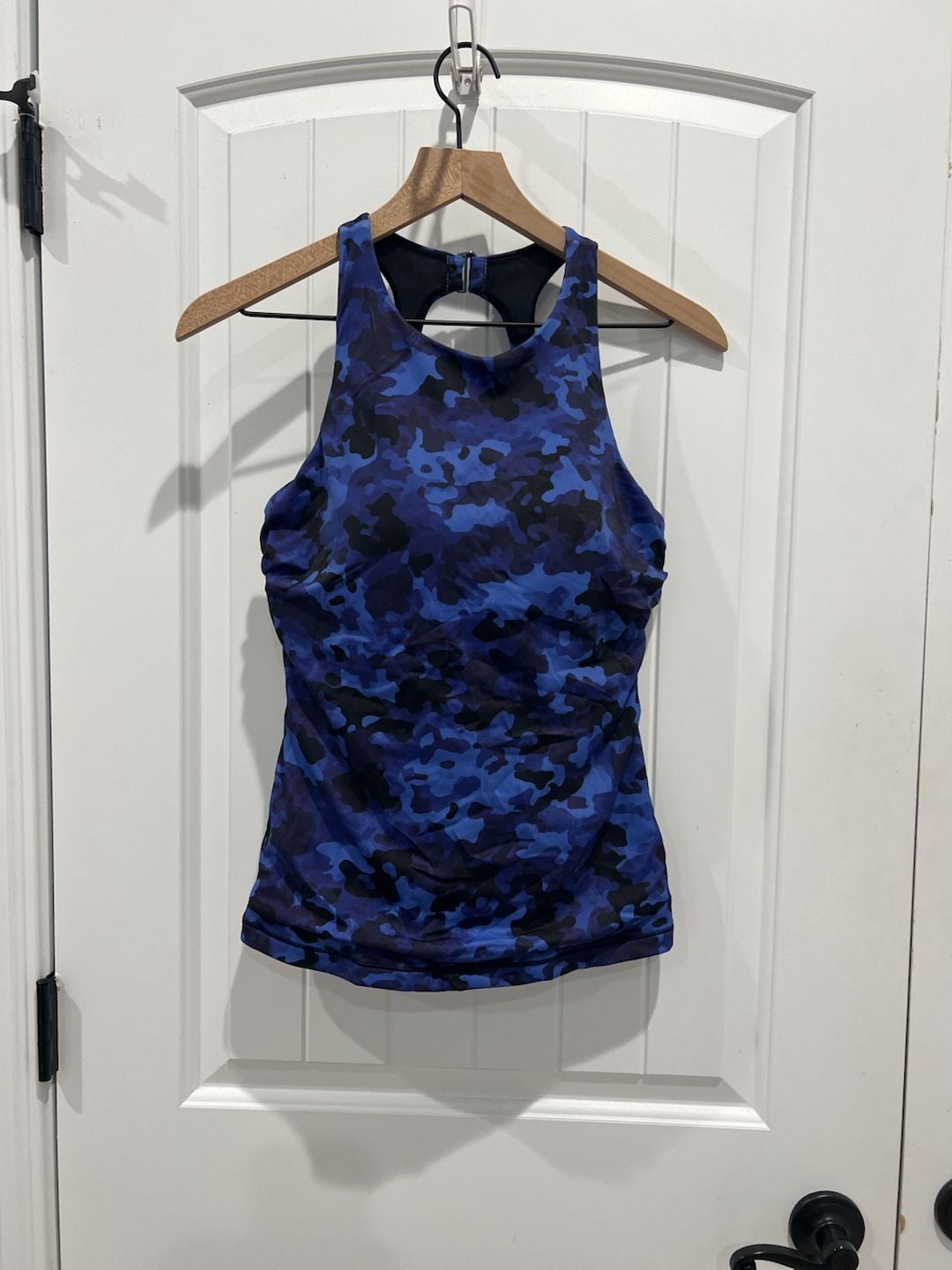 Athleta Maldives High Neck Tankini Top in Blue Black Camo 2