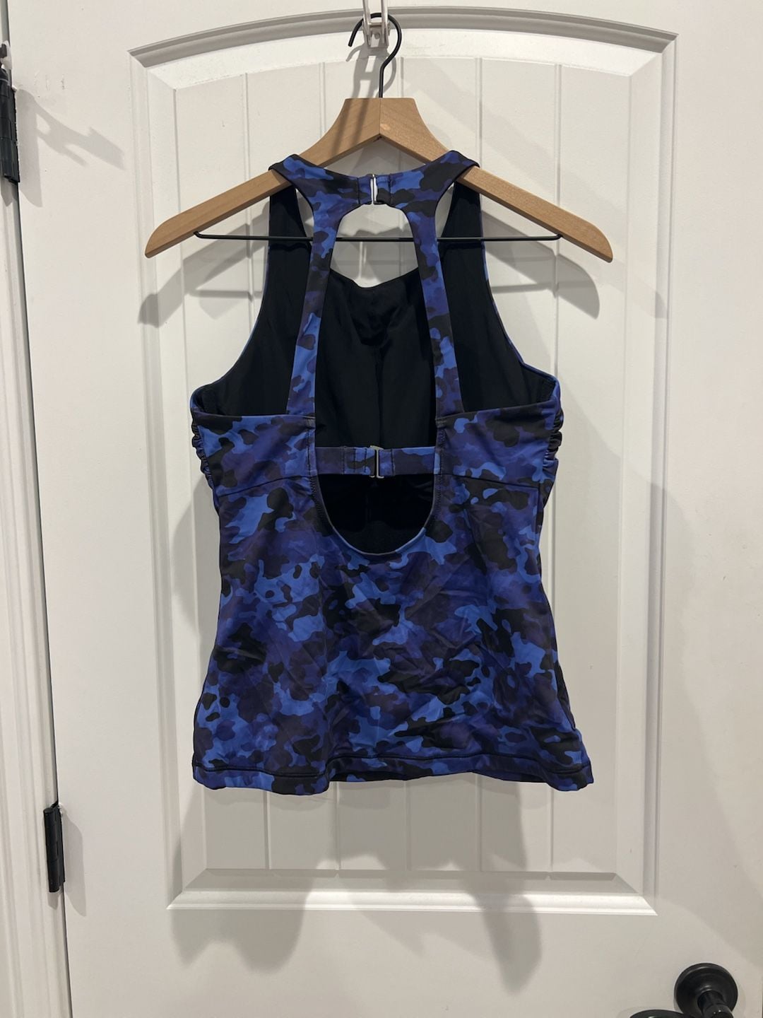 Athleta Maldives High Neck Tankini Top in Blue Black Camo 5