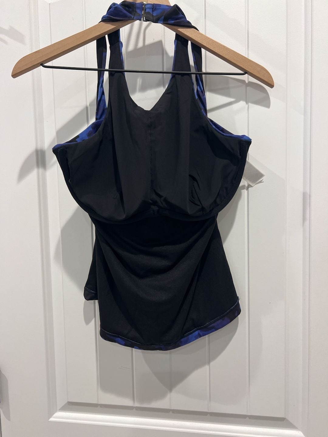 Athleta Maldives High Neck Tankini Top in Blue Black Camo 7
