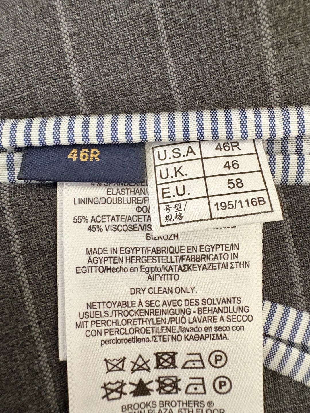 Brooks Brothers Explorer Regent Fit Charcoal Grey Pinstripe Suit Jacket 9