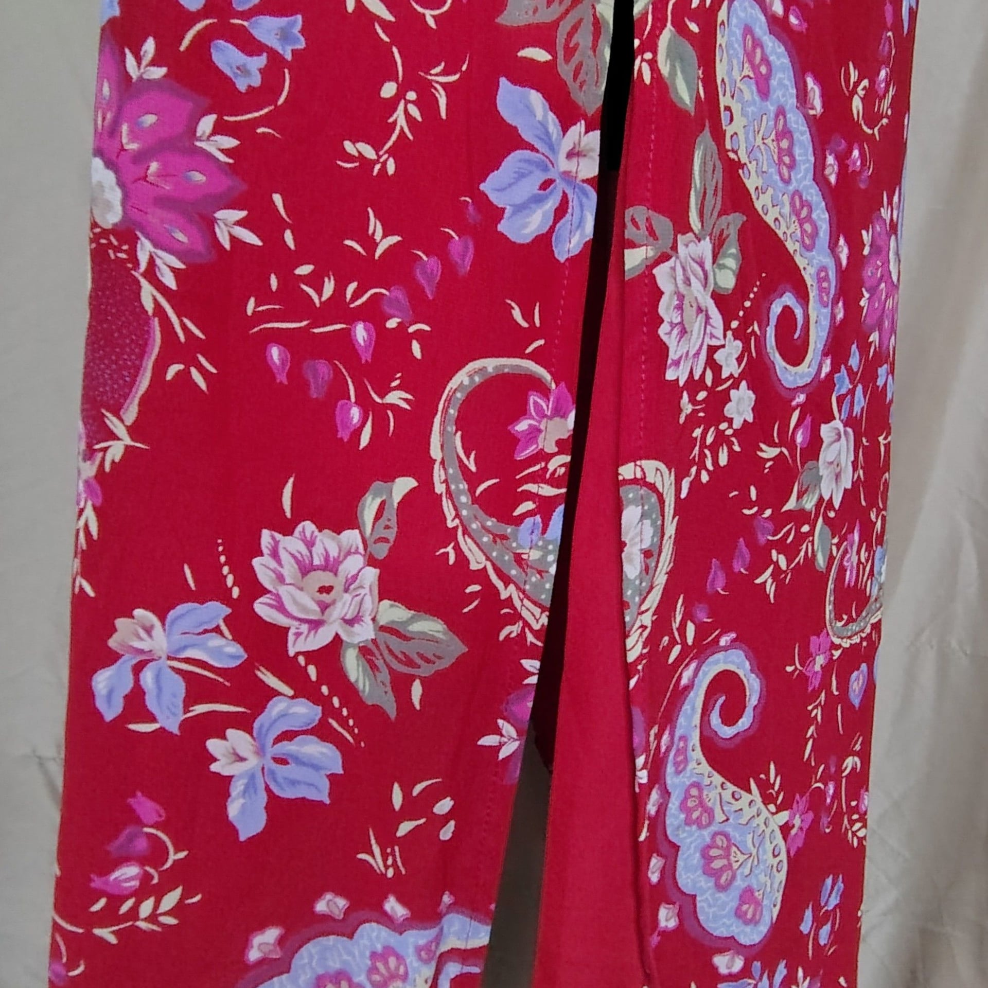 Vintage Kathie Lee Collection Red Paisley Floral Midi Skirt 2