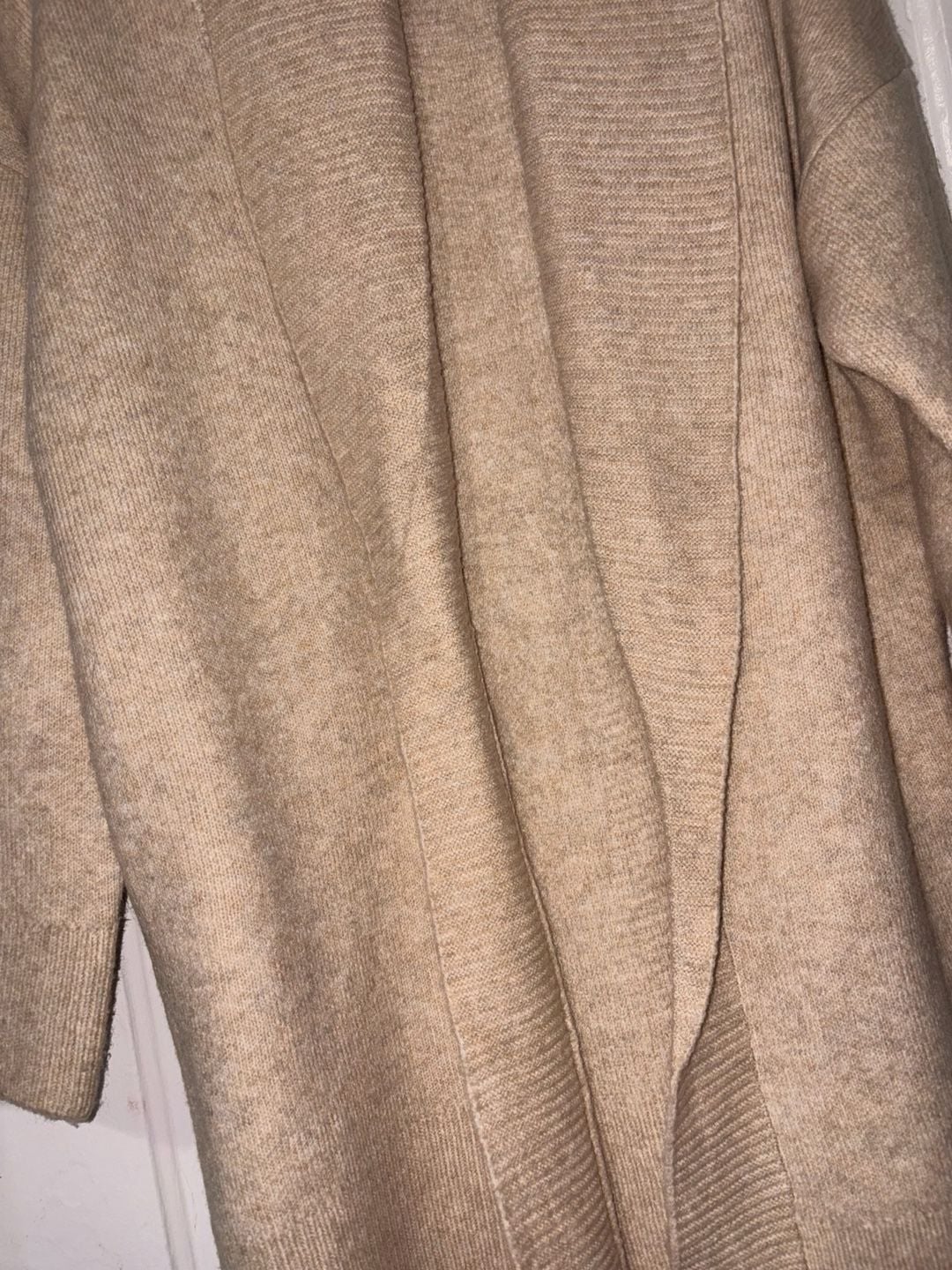 Time and Tru Women's Open-Front Shawl Collar Cardigan Sweater Beige Large 5