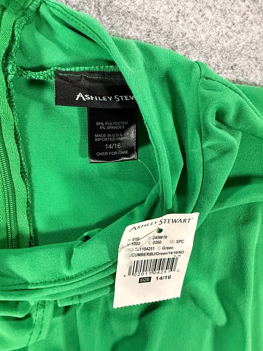 Ashley Stewart NWT Green Wide Leg Jumpsuit Size 14/16 Mock Neck Ruched Waist 4