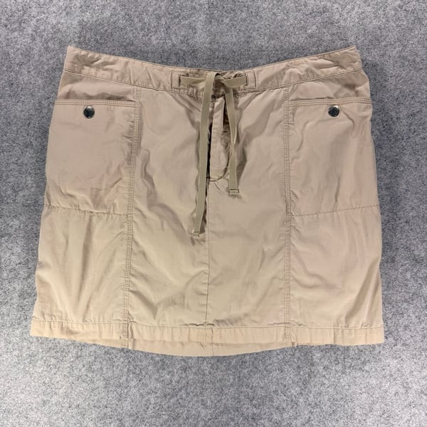 Eddie Bauer Women's Khaki Cargo Mini Skirt with Drawstring Waist and Pockets