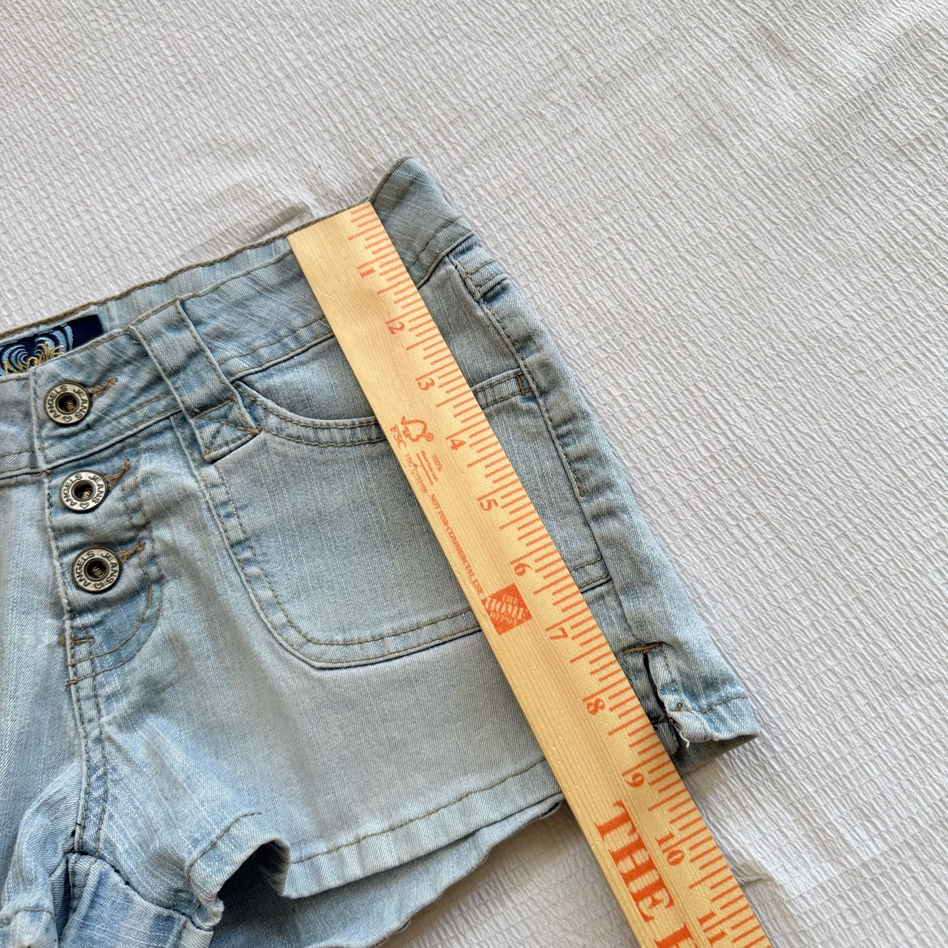 Angels Jeans Y2K Low-Rise Button-Fly Denim Shorts 8