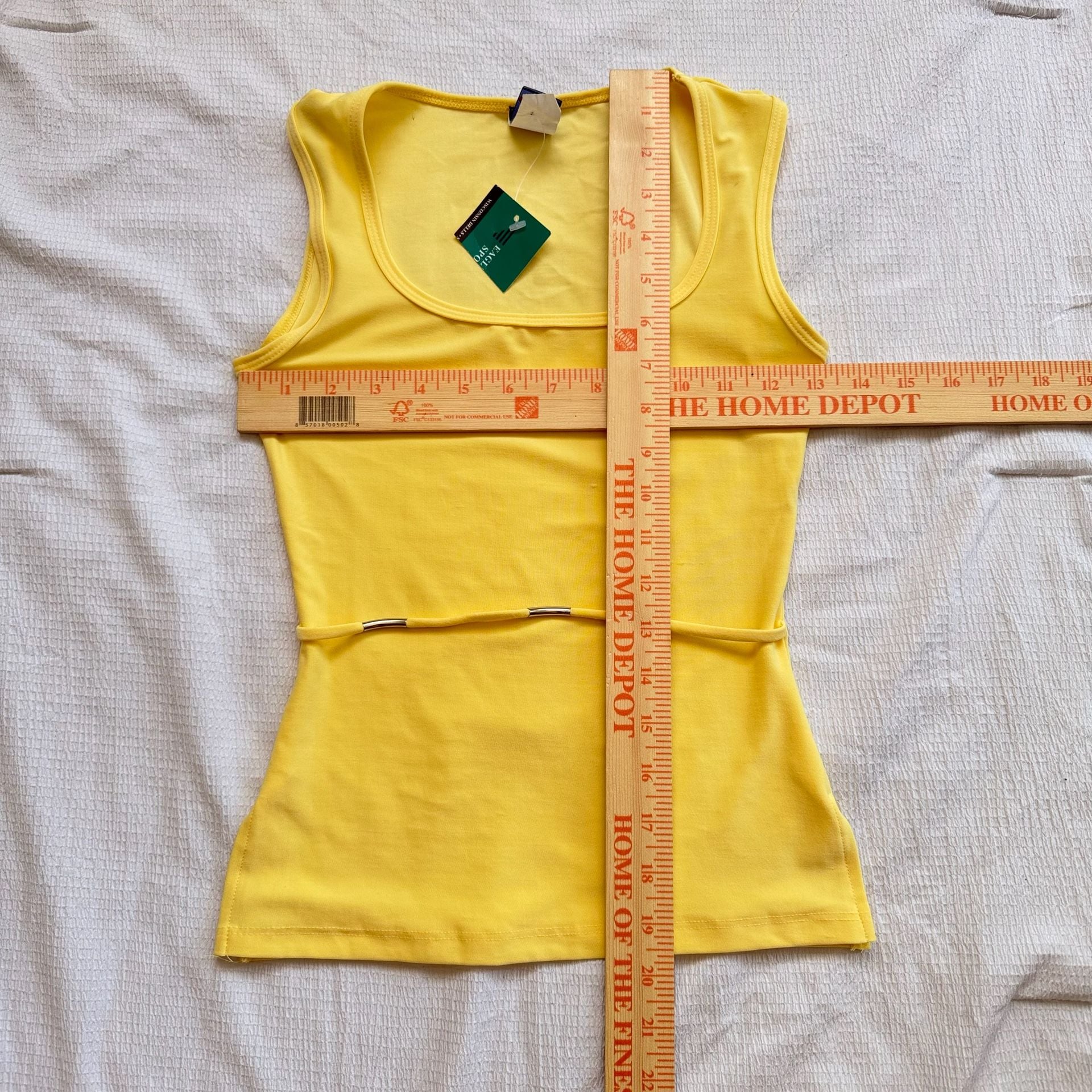 Y2K mb CASUAL USA Women's Yellow Tank Top with Attached Silver Waist Detail 8