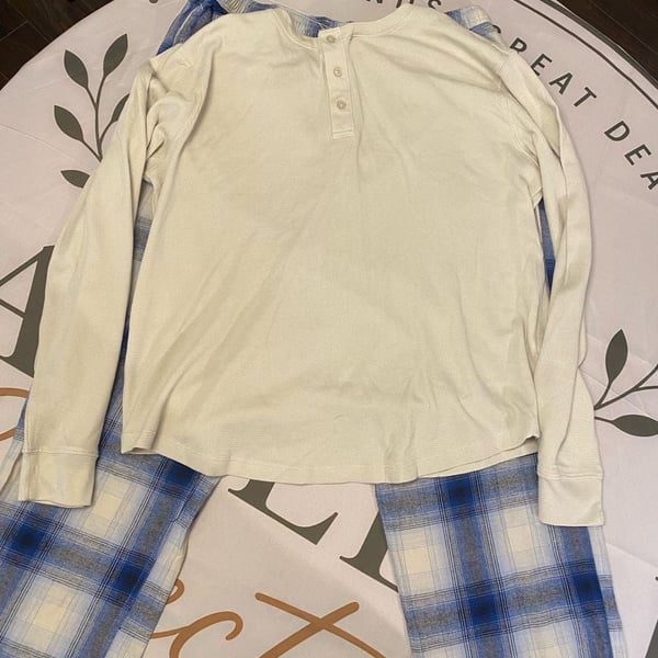 Eddie Bauer Men's 2-Piece Waffle Henley and Flannel Pajama Set