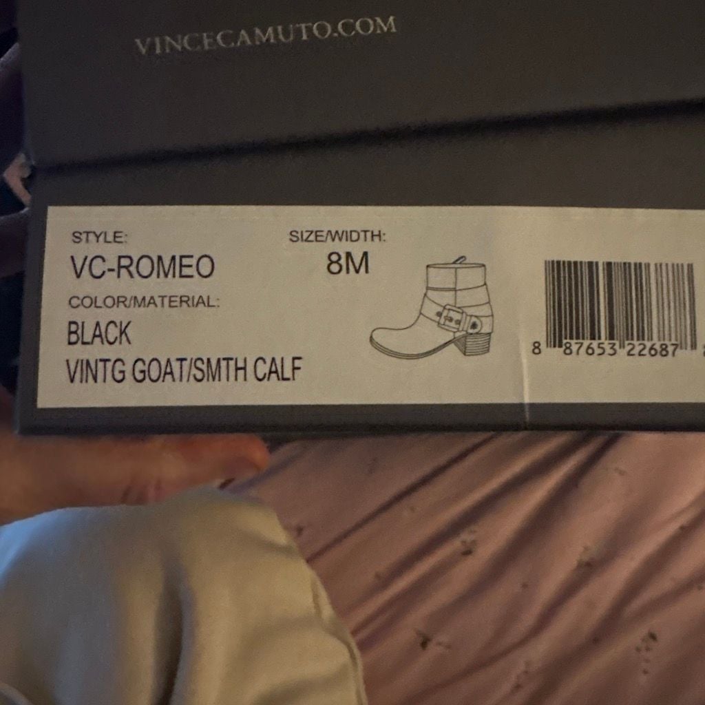 Vince Camuto VC-Romeo Black Leather Buckle Ankle Booties 5