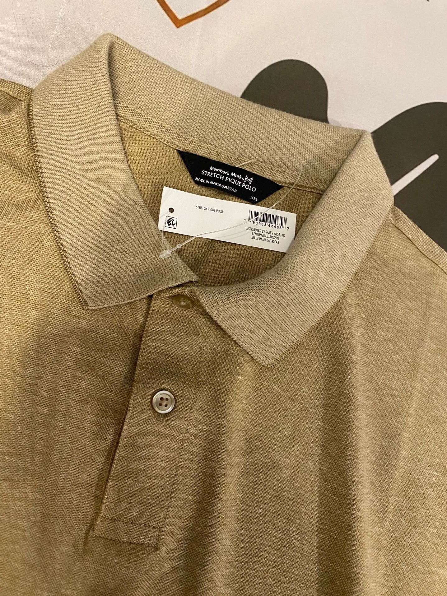 Member's Mark Men's Stretch Pique Polo Shirt Beige 4